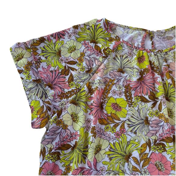 Loft Outlet Size XL Floral Women’s Short Sleeve Casual Shirt 70s Retro Vibe - Picture 5 of 12